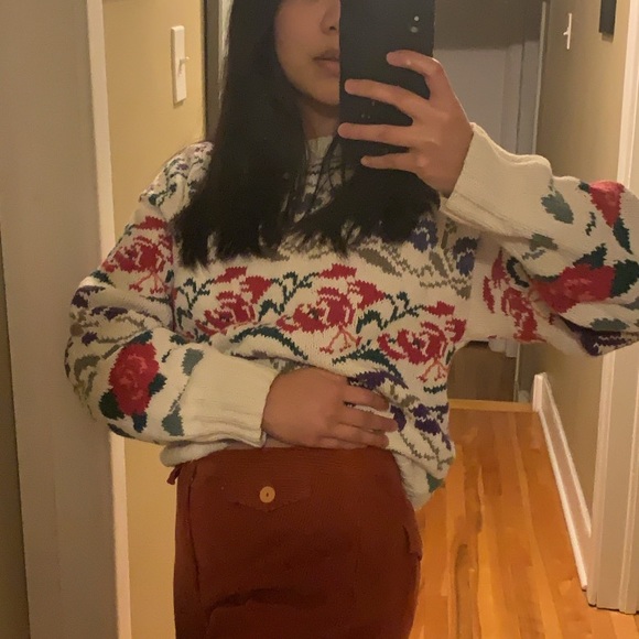 Vintage LL Bean floral print cotton ramie sweater - Picture 5 of 5